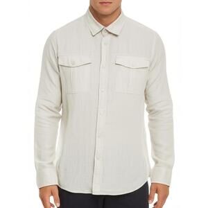 PIOMBO Button Up Shirt‎ Mens Medium White Beach Coastal Luxury Linen Resortwear